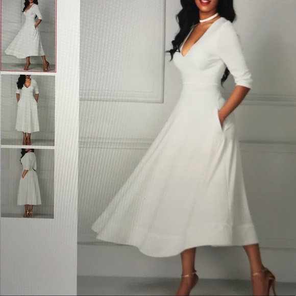 rosewe plus size white dresses